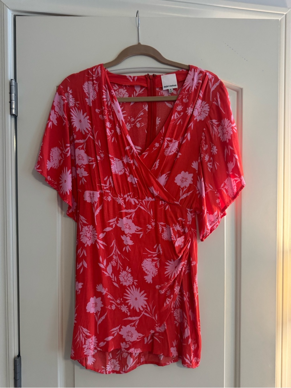 Skylar + Madison Pink and Red Floral Mini Dress, Size M